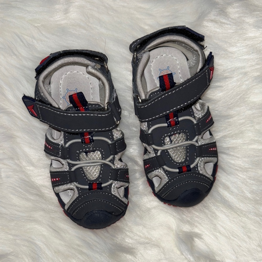Children's Gray and Red Sandals